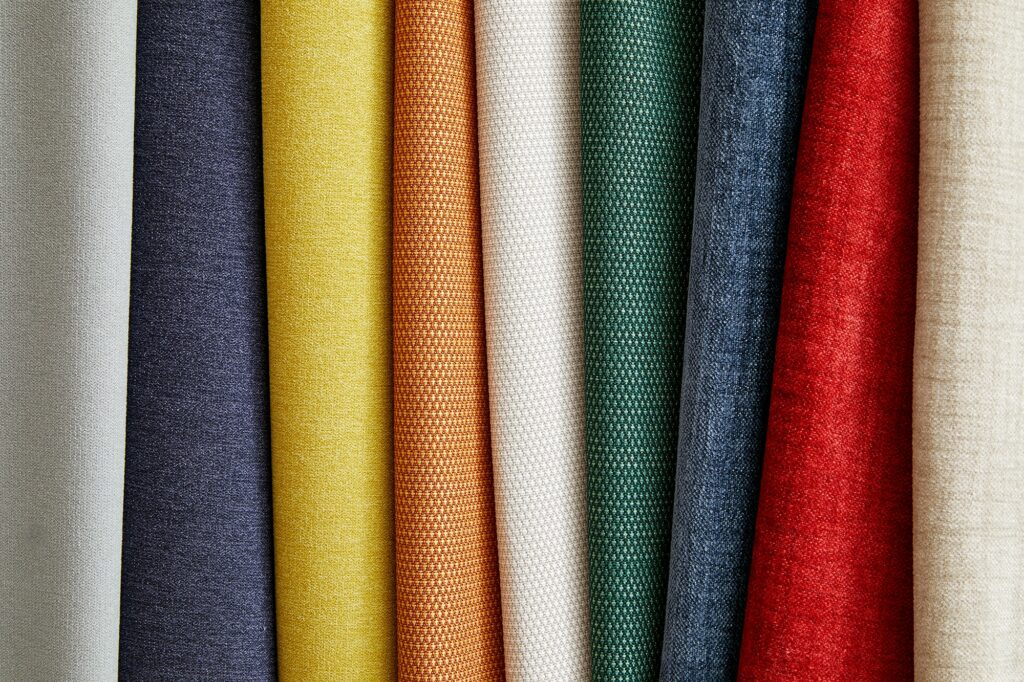 Assortment of colored fabrics
